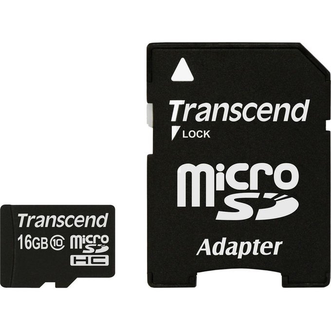 Atmiņas karte Transcend 16GB Micro SDHC Class 10 + Adapter