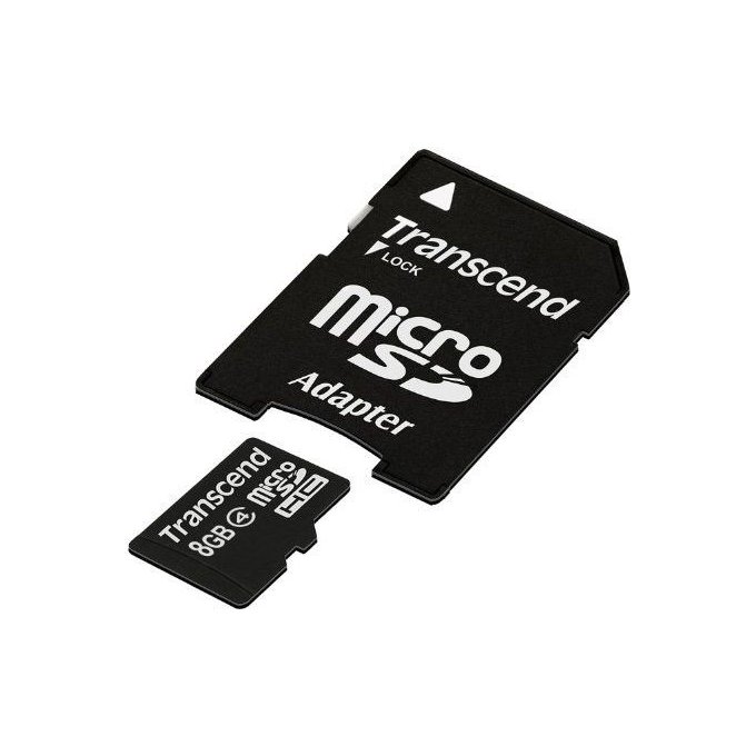 Atmiņas karte Transcend 8GB Micro SDHC Class 4 + Adapter