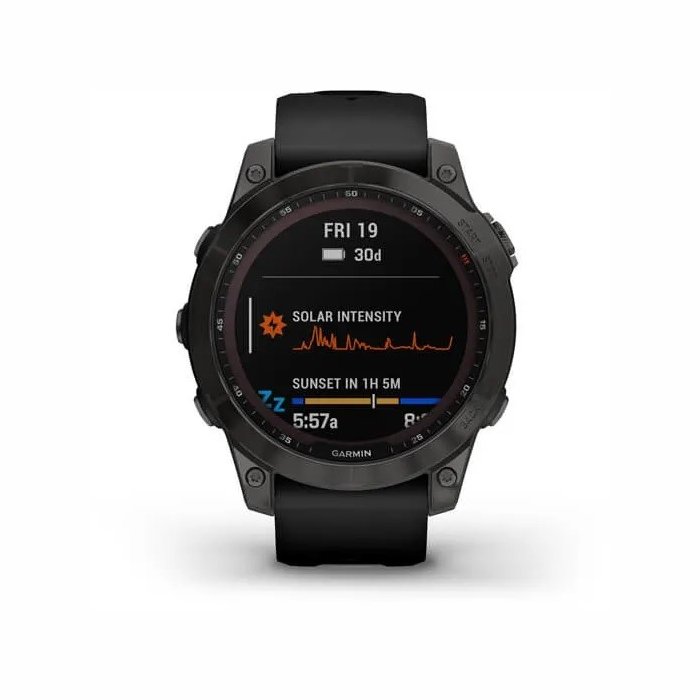 Garmin Fenix 7 Sapphire Solar Edition Melns DLC titāna pārklājums ar melnu siksniņu