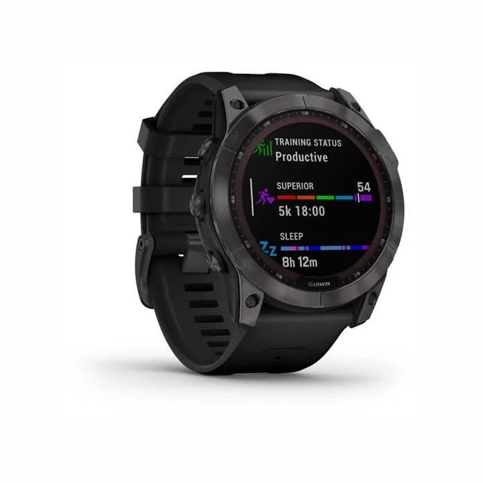 Garmin fenix 7X Sapphire Solar Ogles pelēkas krāsas DLC titāna pārklājums ar melnu siksniņu