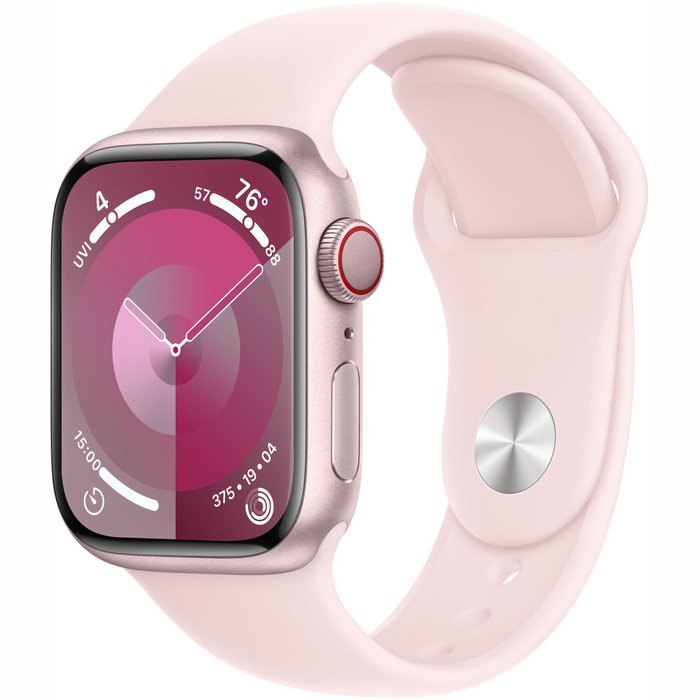 Viedpulkstenis Apple Watch Series 9 GPS + Cellular 41mm Pink Aluminium Case with Light Pink Sport Band - S/M