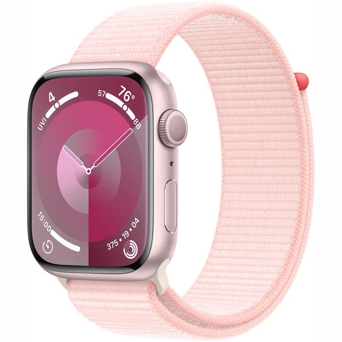 Viedpulkstenis Apple Watch Series 9 GPS 45mm Pink Aluminium Case with Light Pink Sport Loop