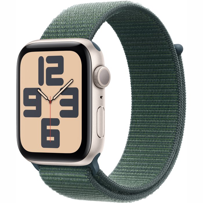 Viedpulkstenis Apple Watch SE 2024 GPS 40mm Starlight Aluminium Case with Lake Green Sport Loop