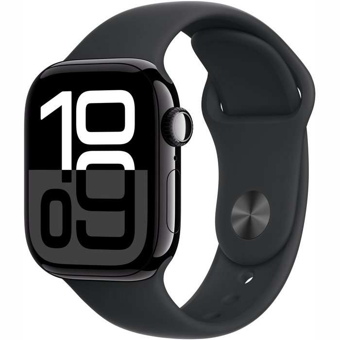 Viedpulkstenis Apple Watch Series 10 GPS 42mm Jet Black Aluminium Case with Black Sport Band - S/M