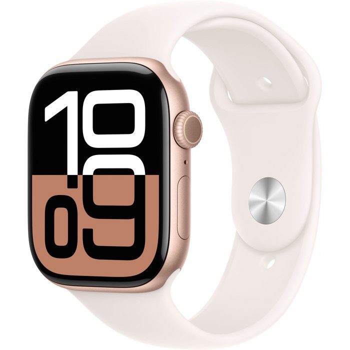 Viedpulkstenis Apple Watch Series 10 GPS + Cellular 42mm Rose Gold Aluminium Case with Light Blush Sport Band - S/M