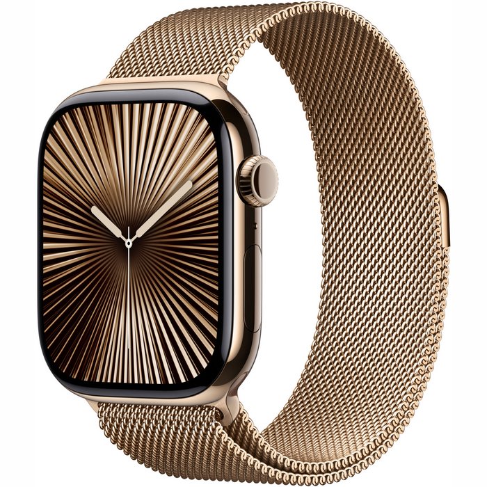 Viedpulkstenis Apple Watch Series 10 GPS + Cellular 46mm Gold Titanium Case with Gold Milanese Loop - M/L