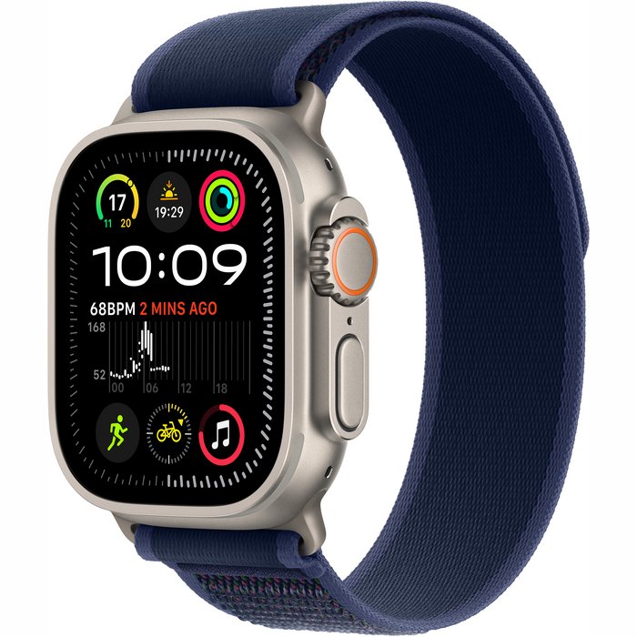 Viedpulkstenis Apple Watch Ultra 2 GPS + Cellular 49mm Natural Titanium Case with Blue Trail Loop - M/L