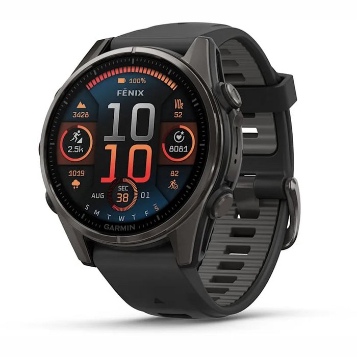 Viedpulkstenis Garmin fenix 8 43mm AMOLED,Sapphire Grey DLC Titanium with Black/Pebble Grey silicone band