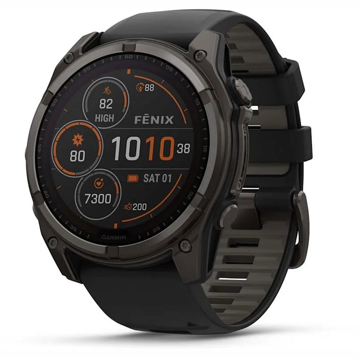 Viedpulkstenis Garmin fenix 8 51mm Solar Sapphire Carbon Grey DLC Titanium with Black/Pebble Grey