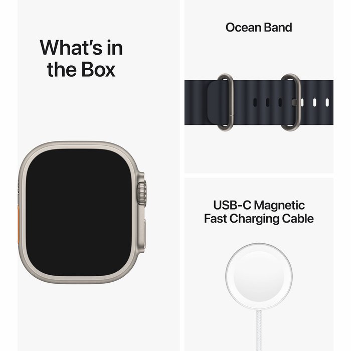 Apple Watch Ultra GPS + Cellular 49mm Titanium Case with Midnight Ocean Band