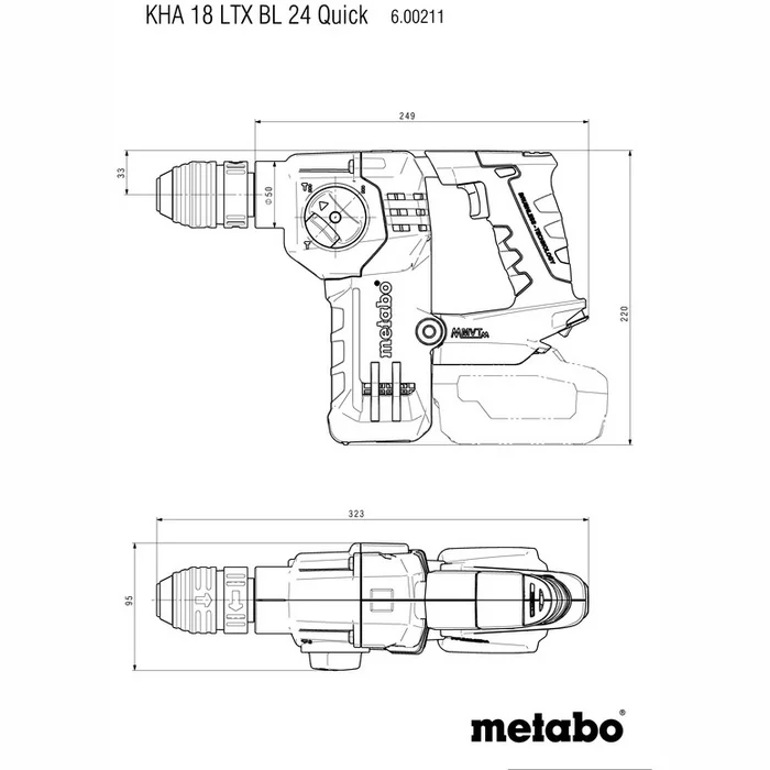 Kombinētais perforators Metabo KHA 18 LTX BL 24 Quick + ISA