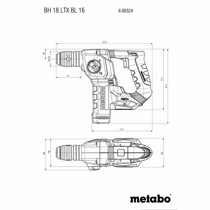 Instrumentu komplekts Urbjmašīna Metabo BS 18 LT BL + Triecienurbjmašīna Metabo BH 18 LTX BL
