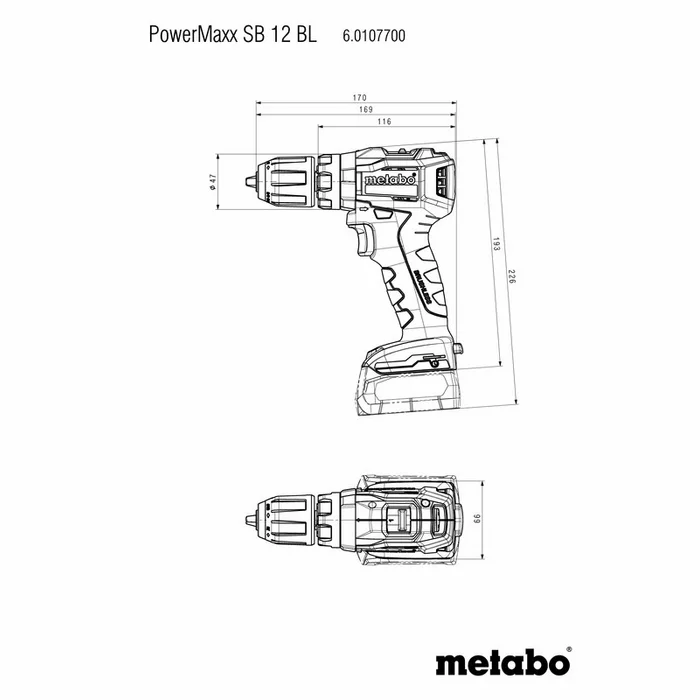 Triecienurbjmašīna Metabo PowerMaxx SB 12 BL