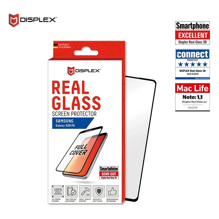 Viedtālruņa ekrāna aizsargs Samsung Galaxy S20 FE Full cover 3D Glass By Displex Black