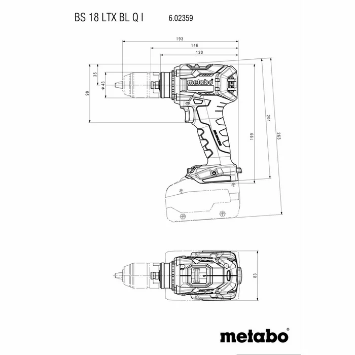 Urbjmašīna-Skrūvgriezis Metabo BS 18 LTX BL Q Impuls
