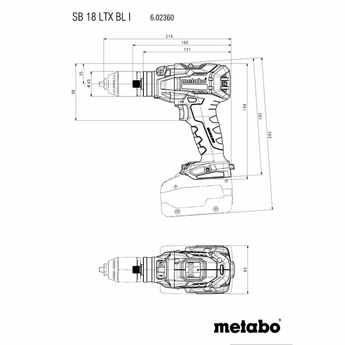Triecienurbjmašīna Metabo SB 18 LTX BL I