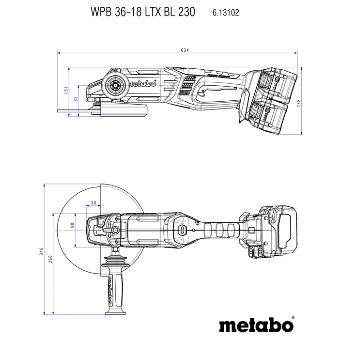 Leņķa slīpmašīna Metabo WPB 36-18 LTX BL 230