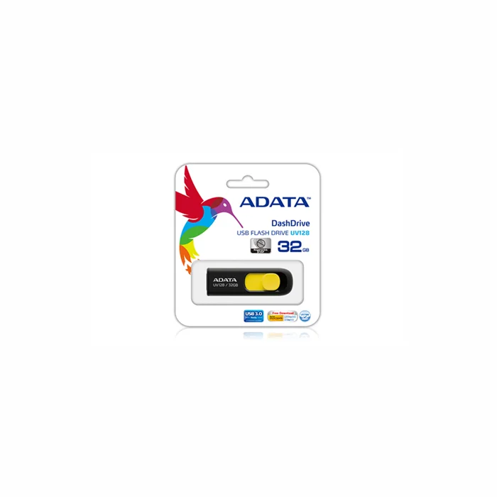 USB zibatmiņa USB zibatmiņa ADATA UV128 64 GB, USB 3.0, Black/Yellow