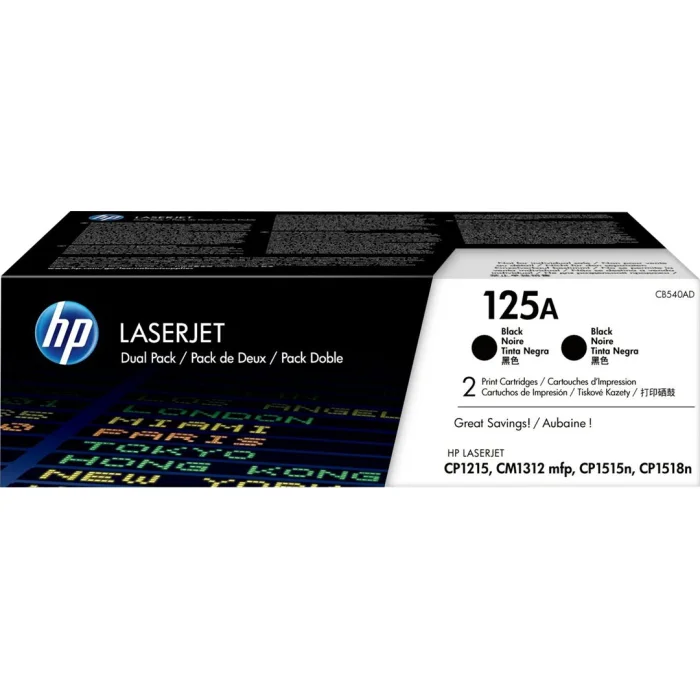 Printeru izejmateriāli HP 125A 2-pack Black Original LaserJet Toner Cartridges CB540AD