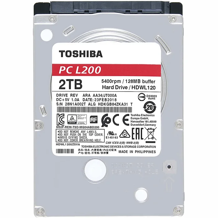 Iekšējie сietie diski Toshiba L200 Mobile 2.5" 2TB SATA HDD HDWL120UZSVA