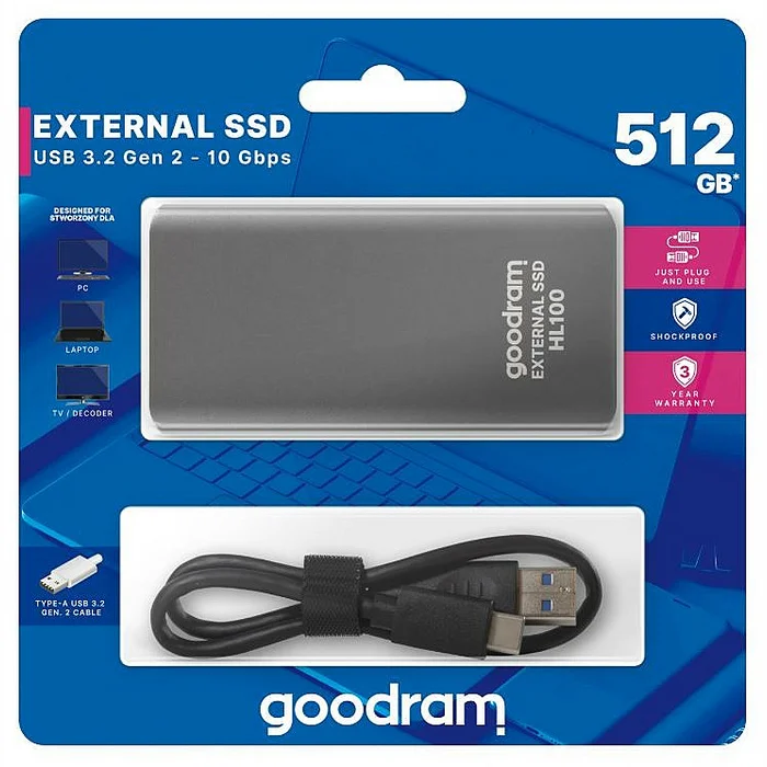 Ārējais cietais disks Goodram HL100 SSD 512 GB
