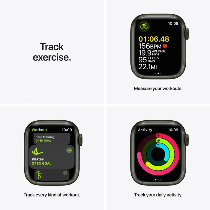 Viedpulksteņi Apple Watch Series 7 GPS 41mm Green Aluminium Case with Clover Sport Band [Mazlietots]