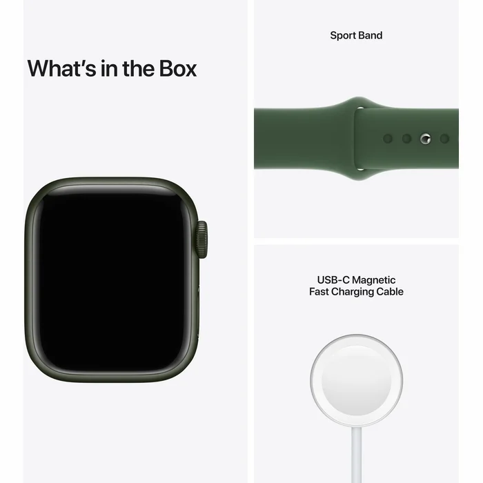 Viedpulksteņi Apple Watch Series 7 GPS 41mm Green Aluminium Case with Clover Sport Band [Mazlietots]