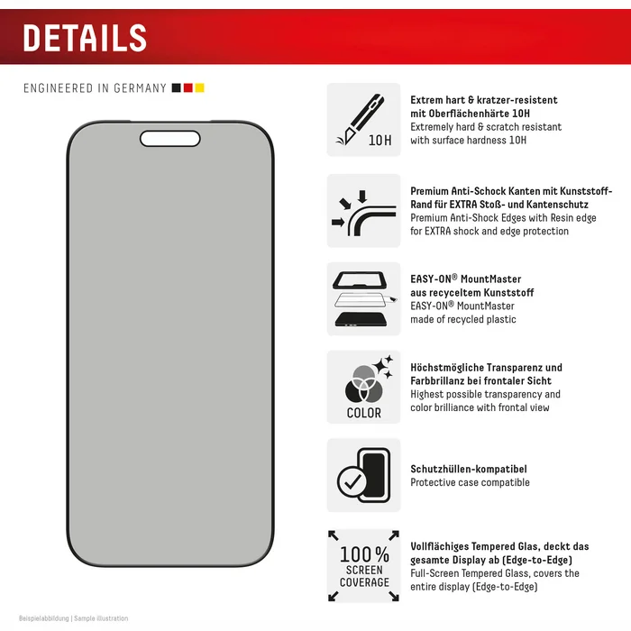Apple iPhone 17 Pro Privacy Screen Glass Protector by Displex