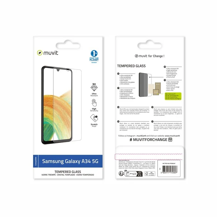 Viedtālruņa ekrāna aizsargs Samsung Galaxy A34 5G Tempered Glass by Muvit