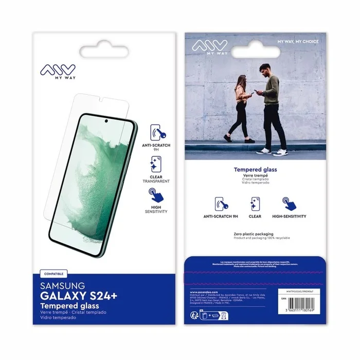 Viedtālruņa ekrāna aizsargs Samsung Galaxy S24+ 5G Tempered 2D Screen Glass By My Way Transparent