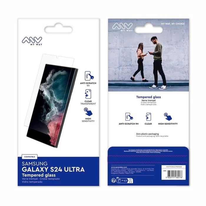 Viedtālruņa ekrāna aizsargs Samsung Galaxy S24 Ultra 5G Tempered 2D Screen Glass By My Way Transparent