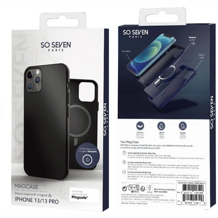 Apple iPhone 13/13 Pro Silicone Mag Cover By So Seven Black