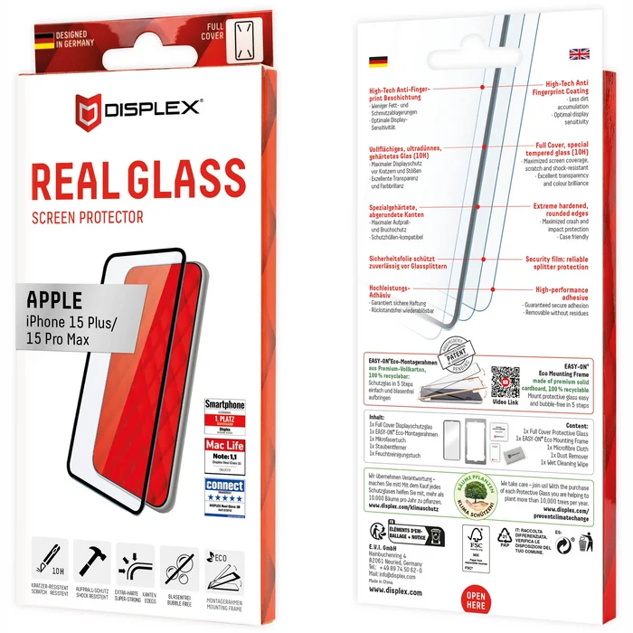 Viedtālruņa ekrāna aizsargs Apple iPhone 15 Plus/15 Pro Max Real 3D Screen Glass By Displex Black