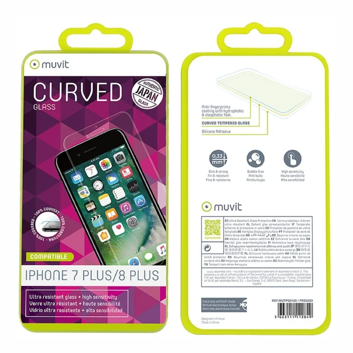Viedtālruņa ekrāna aizsargs Apple iPhone 7 Plus Curved screen Glass By Muvit