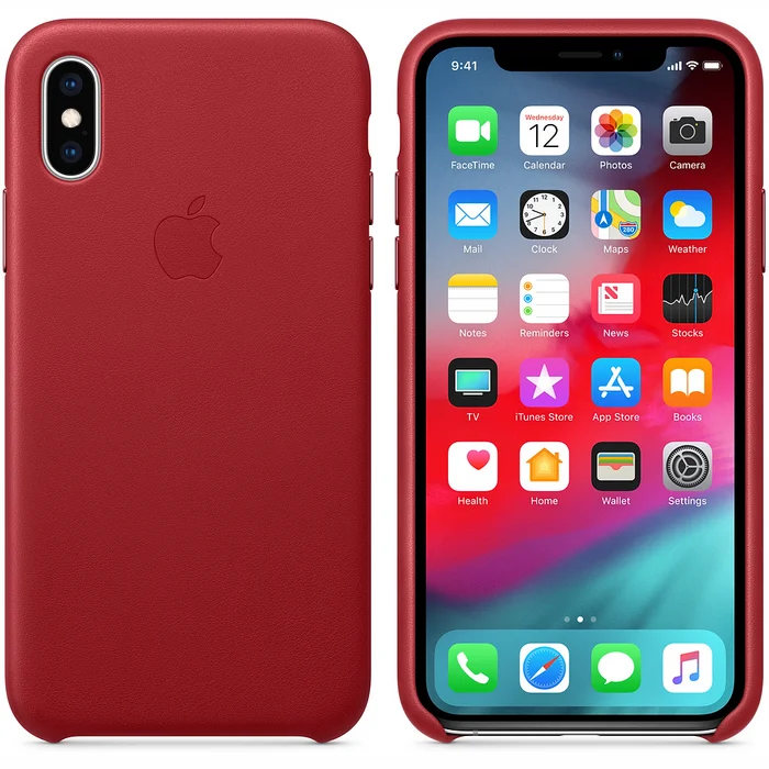 Apple iPhone XS Leather Case - (PRODUCT)RED