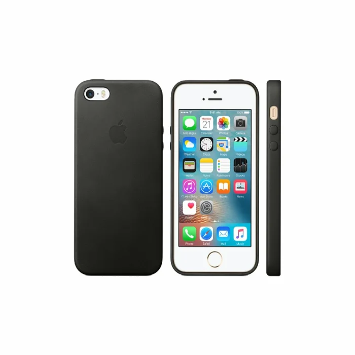 Telefona vāciņi un maciņi iPhone SE Leather Case - Black