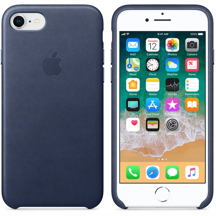 Apple iPhone 8 / 7 / SE Leather Case - Midnight Blue