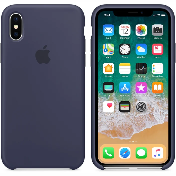 Viedtālruņu aksesuāri Apple iPhone X Silicone Case Midnight Blue