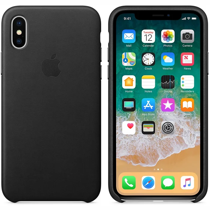 Viedtālruņu aksesuāri Apple iPhone X Leather Case - Black