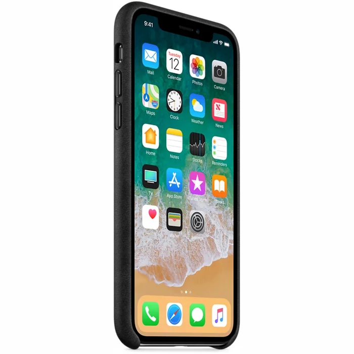 Viedtālruņu aksesuāri Apple iPhone X Leather Case - Black