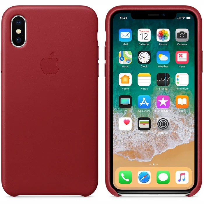 Apple iPhone X Leather Case - Red