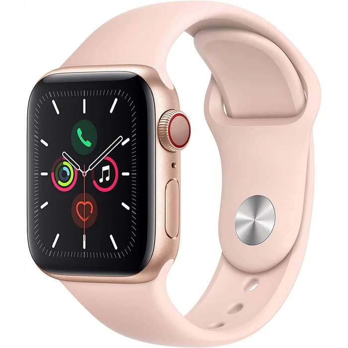 Viedpulkstenis Apple Watch Series 5 GPS, 44mm Gold Aluminium Case with Pink Sand Sport Band - S/M & M/L