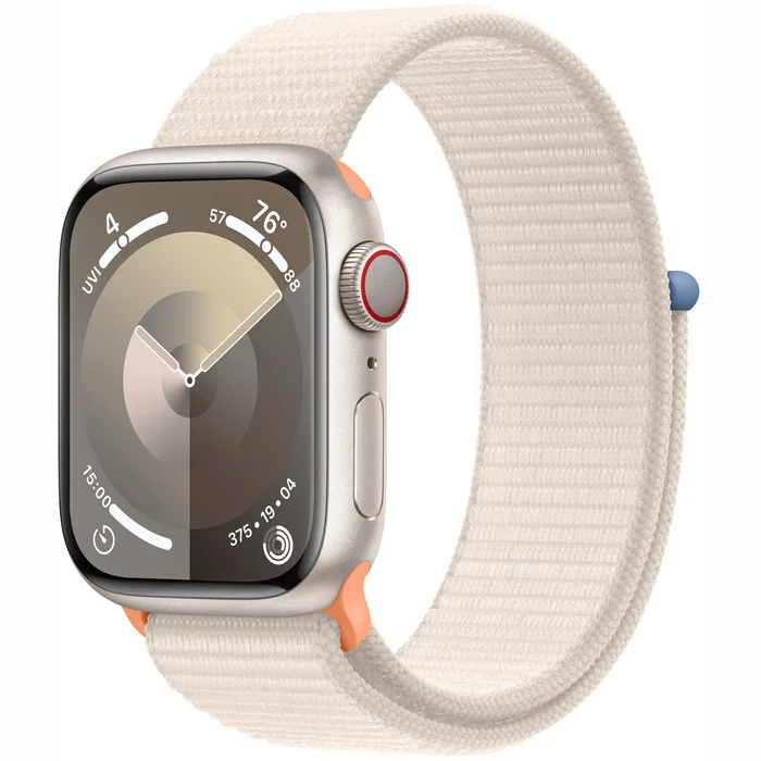 Viedpulkstenis Apple Watch Series 9 GPS + Cellular 41mm Starlight Aluminium Case with Starlight Sport Loop