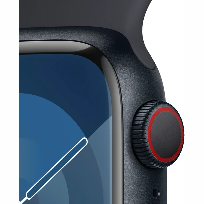 Viedpulkstenis Apple Watch Series 9 GPS + Cellular 41mm Midnight Aluminium Case with Midnight Sport Band - S/M