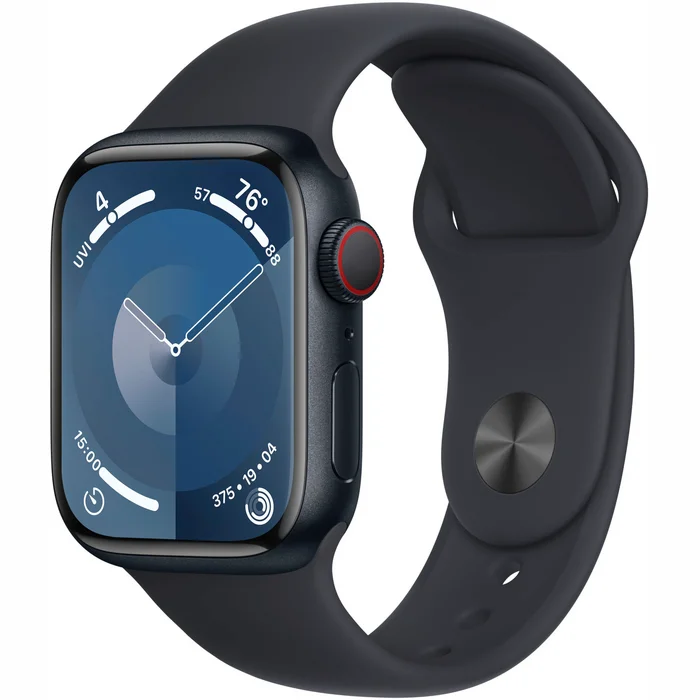 Viedpulkstenis Apple Watch Series 9 GPS + Cellular 41mm Midnight Aluminium Case with Midnight Sport Band - S/M