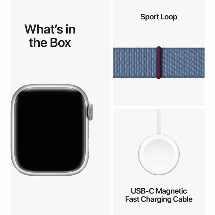 Viedpulkstenis Apple Watch Series 9 GPS + Cellular 41mm Silver Aluminium Case with Winter Blue Sport Loop