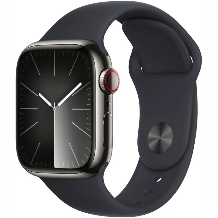Apple Watch Series 9 GPS + Cellular 41mm Graphite Stainless Steel Case with Midnight Sport Band -S/M
