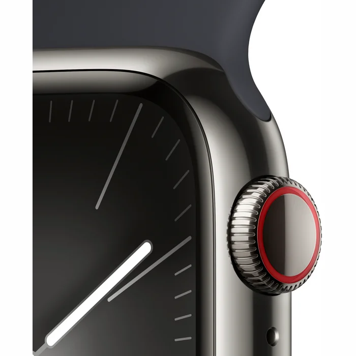 Apple Watch Series 9 GPS + Cellular 41mm Graphite Stainless Steel Case with Midnight Sport Band -S/M