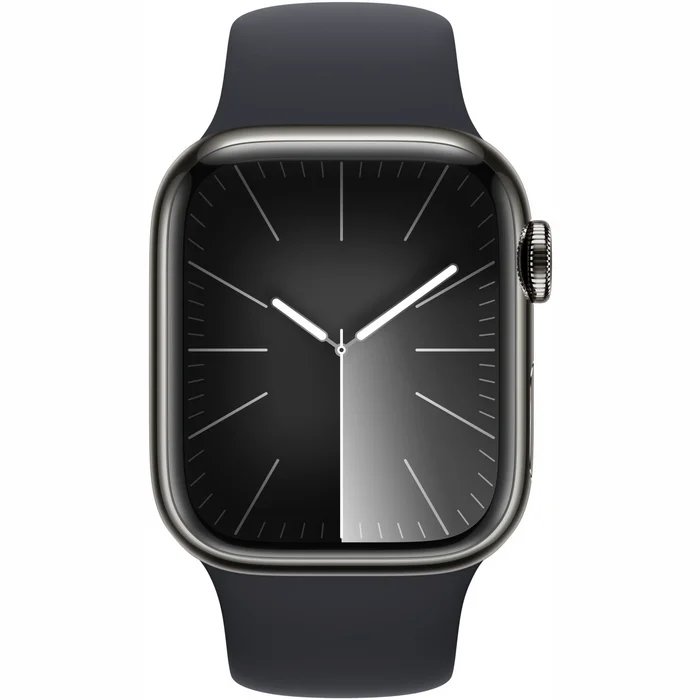 Viedpulkstenis Apple Watch Series 9 GPS + Cellular 41mm Graphite Stainless Steel Case with Midnight Sport Band -M/L