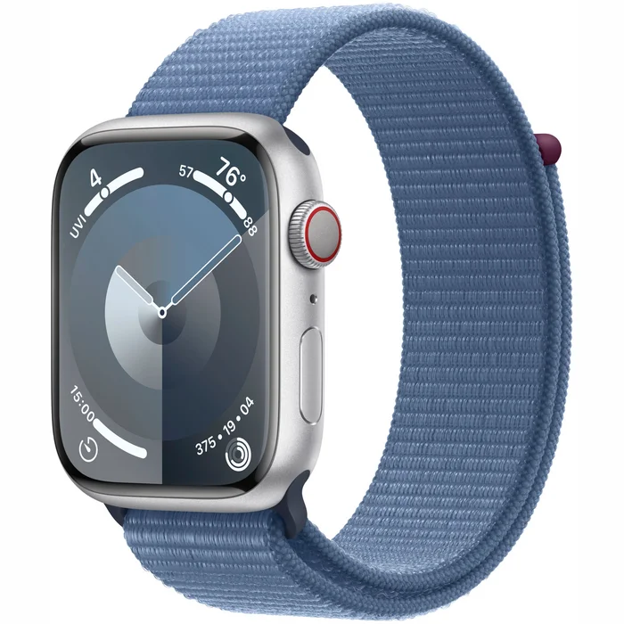 Viedpulkstenis Apple Watch Series 9 GPS + Cellular 45mm Silver Aluminium Case with Winter Blue Sport Loop